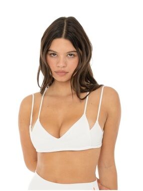 ARE YOU AM I Iida White Double-Strap Sporta Bra Top L